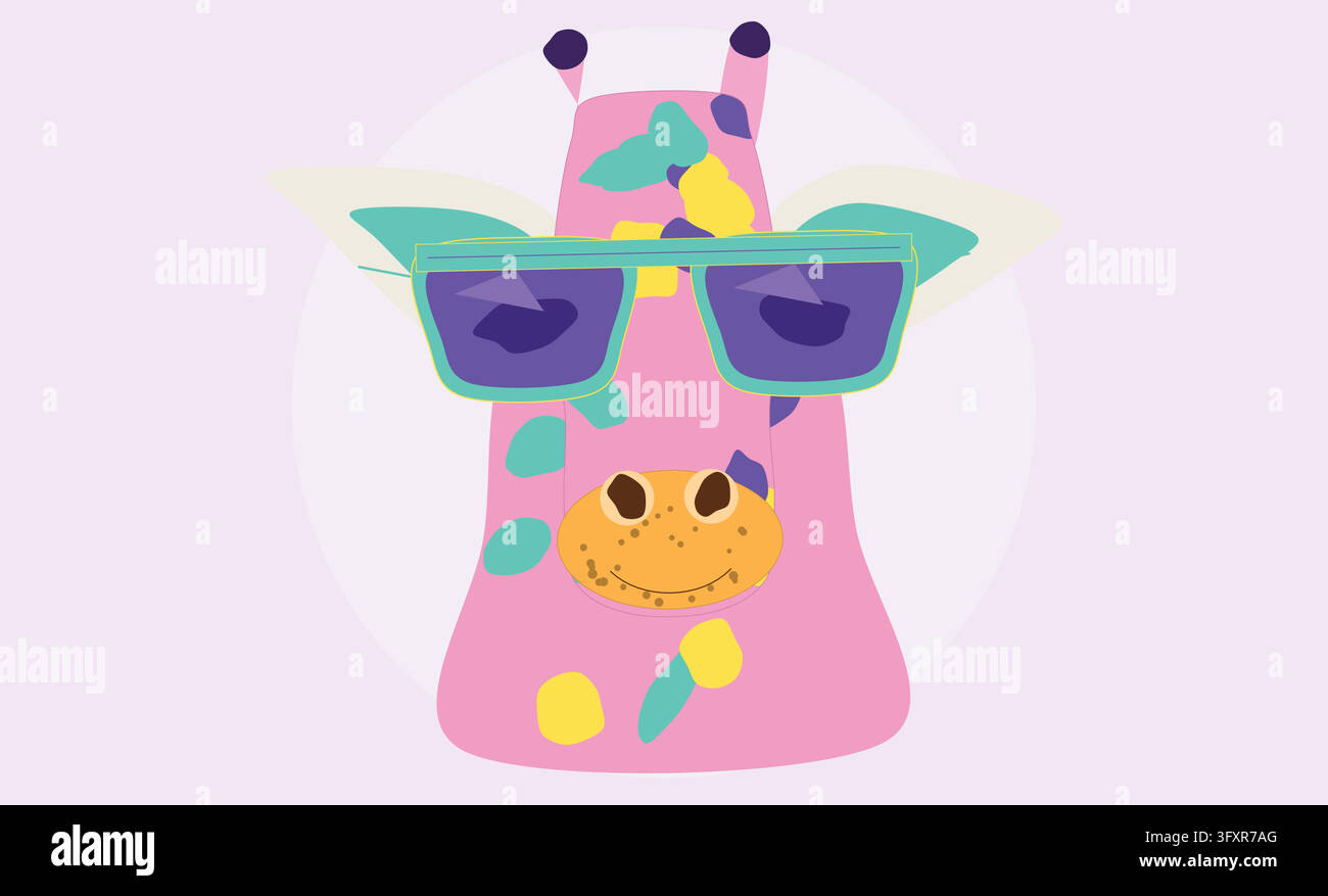 Cute Cool Giraffe Character Wearing Sunglasses Vector Illustration For ...