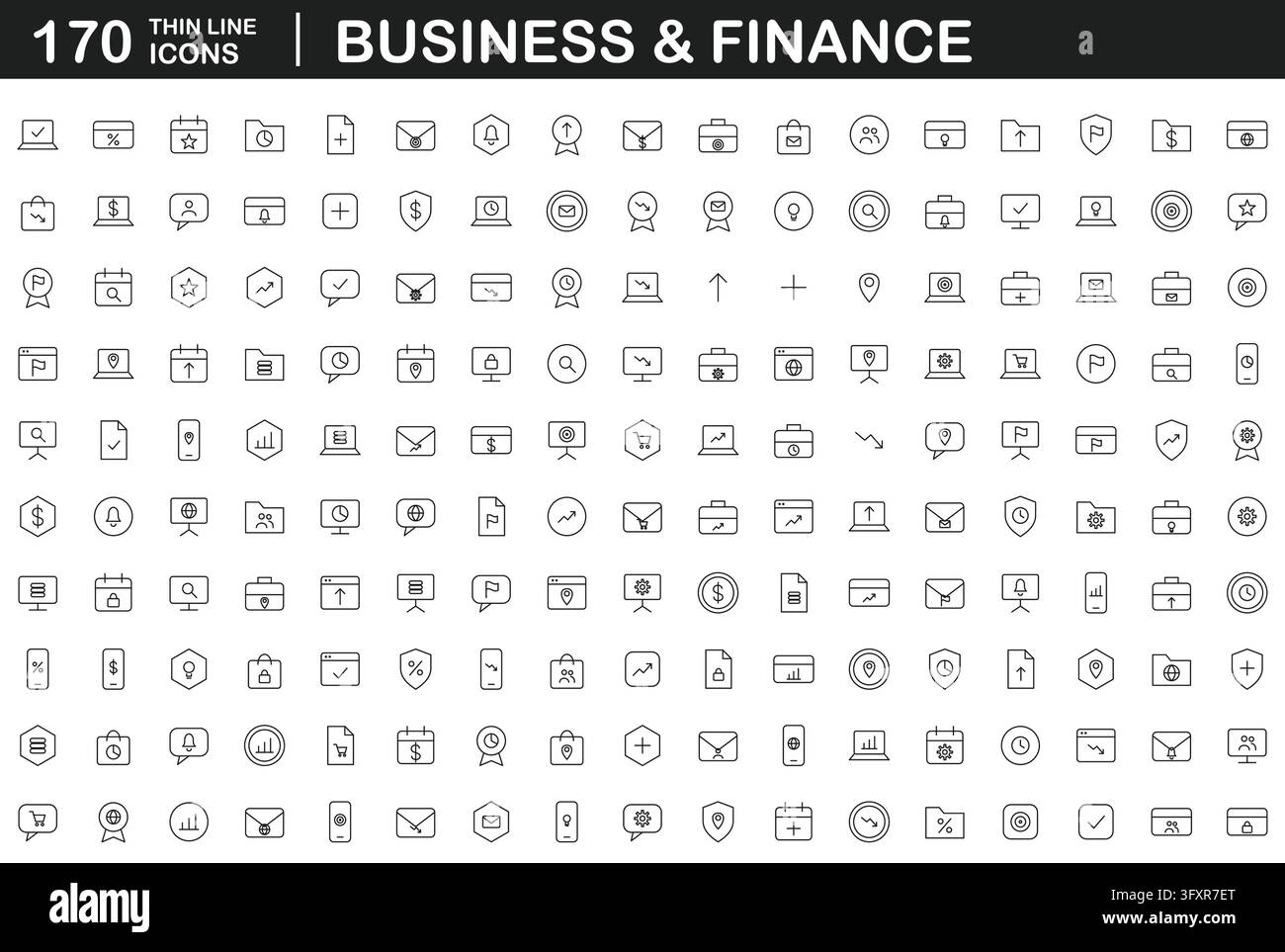 Contemporary Thin Line Vector Icons For Finance And Office Management ...