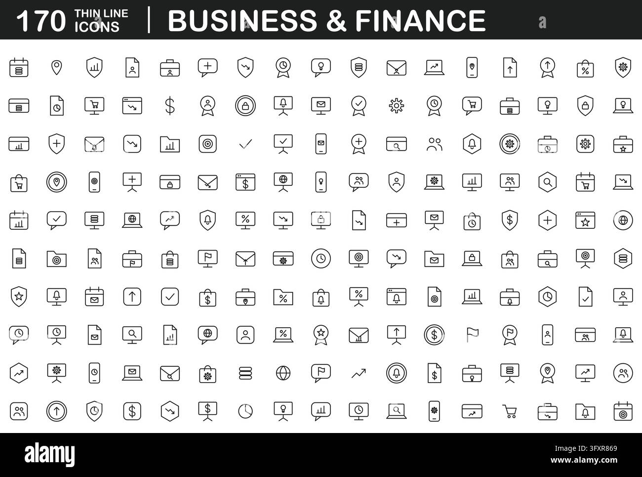 Minimal Thin Line Financial Icons Pack For Business Interface Design ...