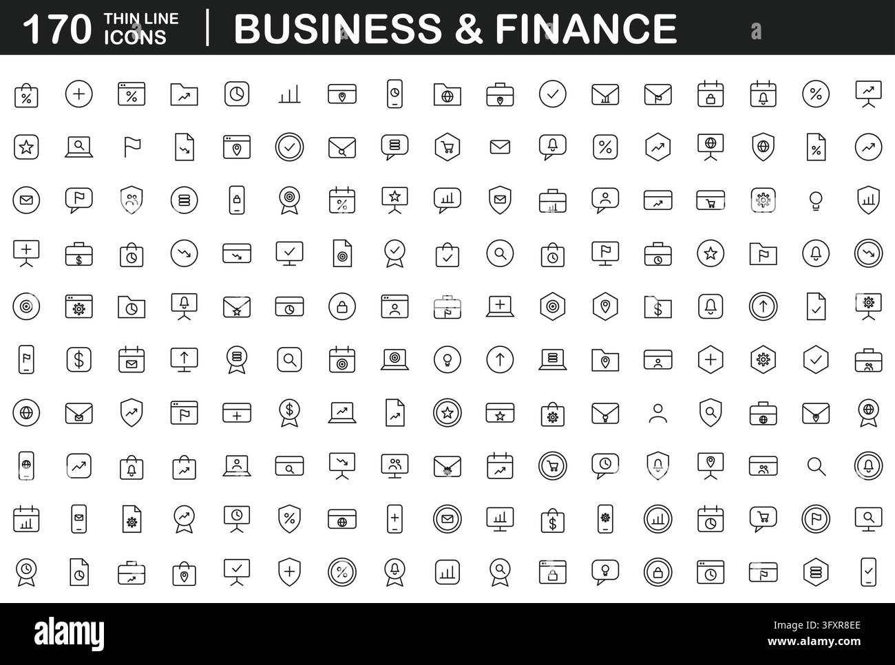 Modern Line Art Business Icon Collection For Finance Web Applications ...