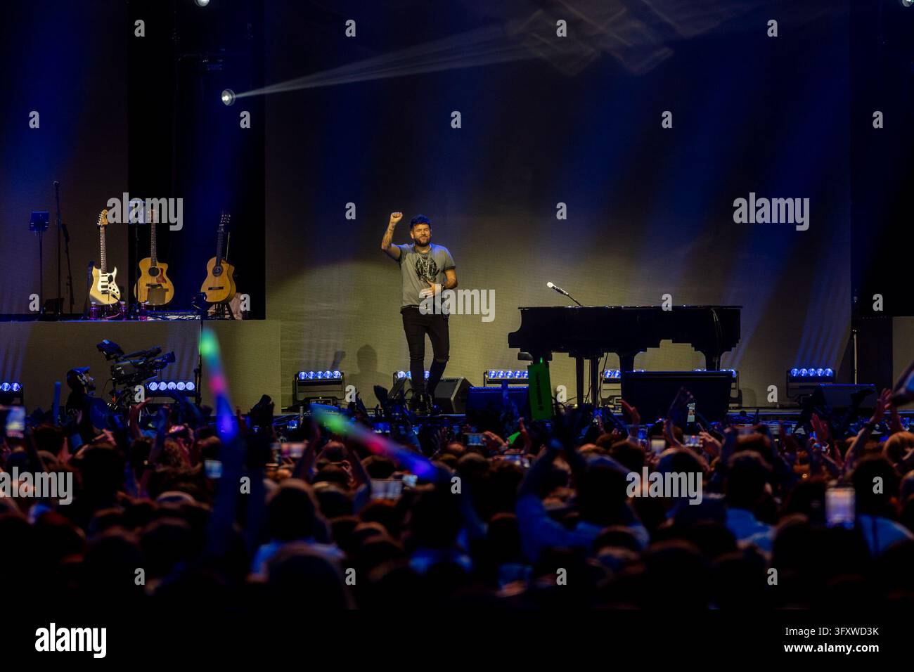The singer Pablo López during his performance at the Cadena 100 charity ...