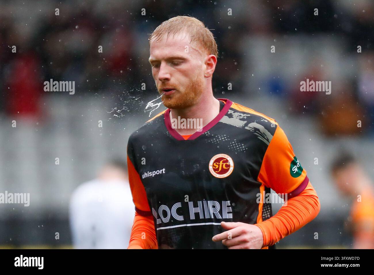 Jacobs Vector Stenhousemuir's Euan O'Reilly (#7) spits during the William Hill ...