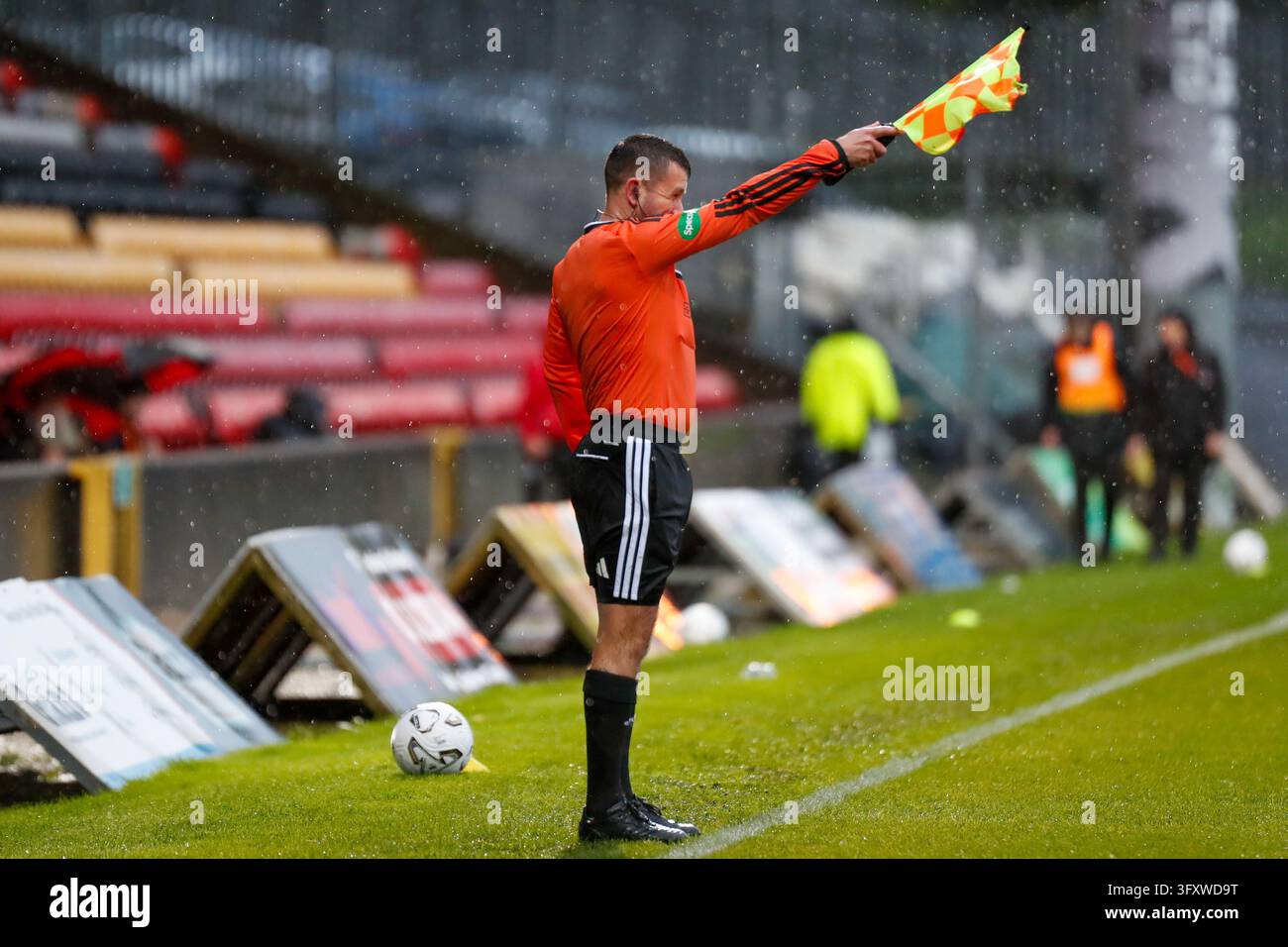 Jacobs Vector Linesman gives offside call during the William Hill Championship match ...