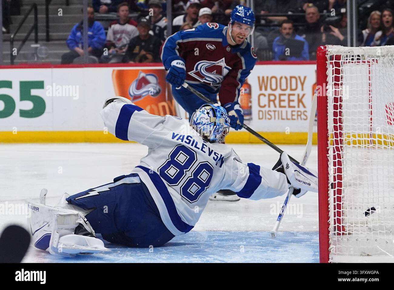 Stick Team Vector Tampa Bay Lightning goaltender Andrei Vasilevskiy (88) tries to stop a ...