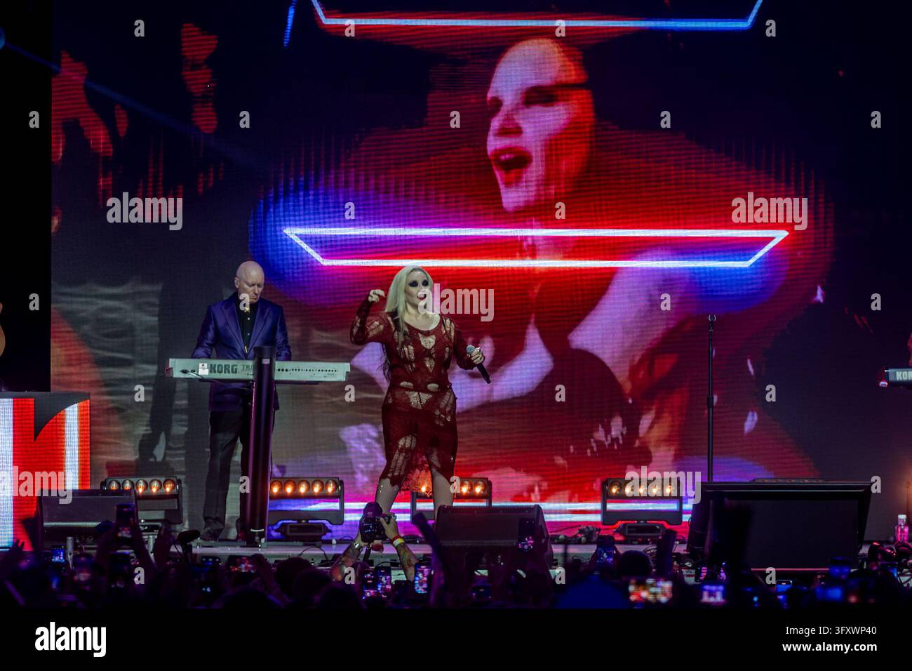 The band Fangoria during their performance at the Cadena 100 charity ...