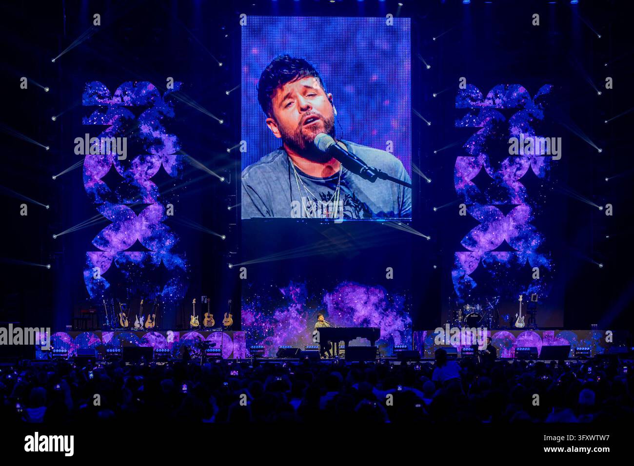 The singer Pablo López during his performance at the Cadena 100 charity ...