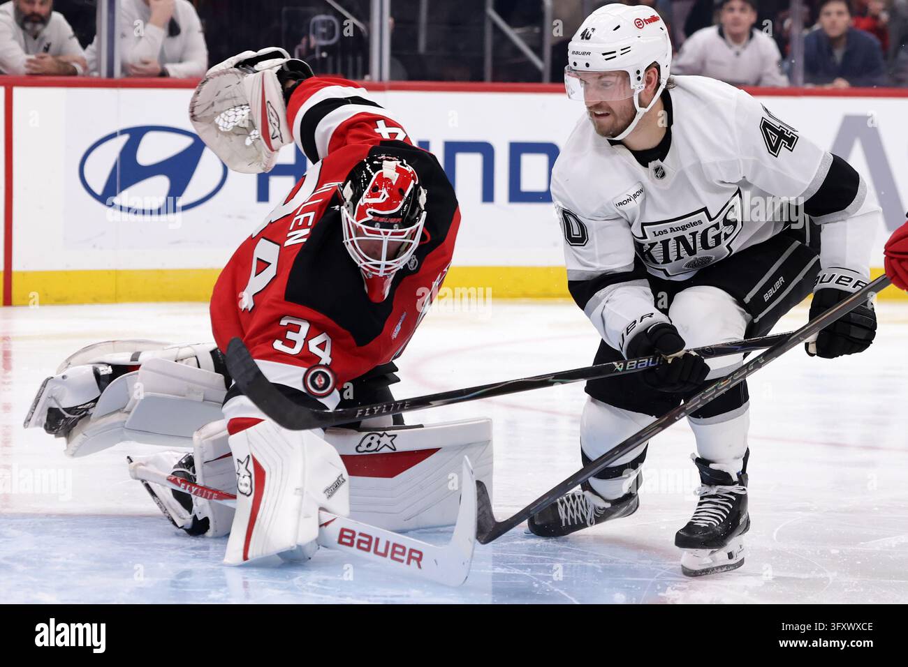 Los Angeles Kings right wing Joel Armia (40) has his shot defended by ...