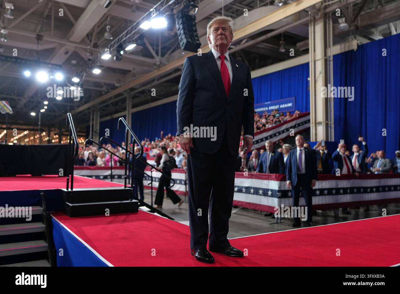 Trump X Posts President Donald Trump arrives at a campaign rally at Guardian Centers ...