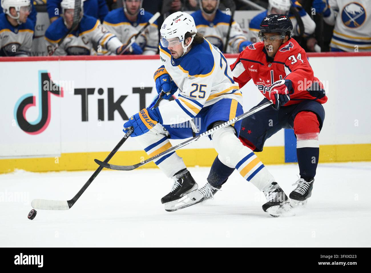 Buffalo Sabres defenseman Owen Power (25) and Washington Capitals ...
