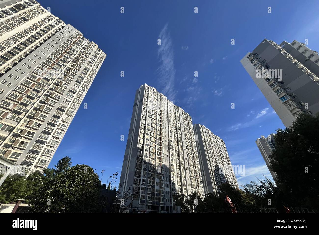 Residential Vector Graphics Residential building complexes along the Grand Canal in Huai'an, east ...