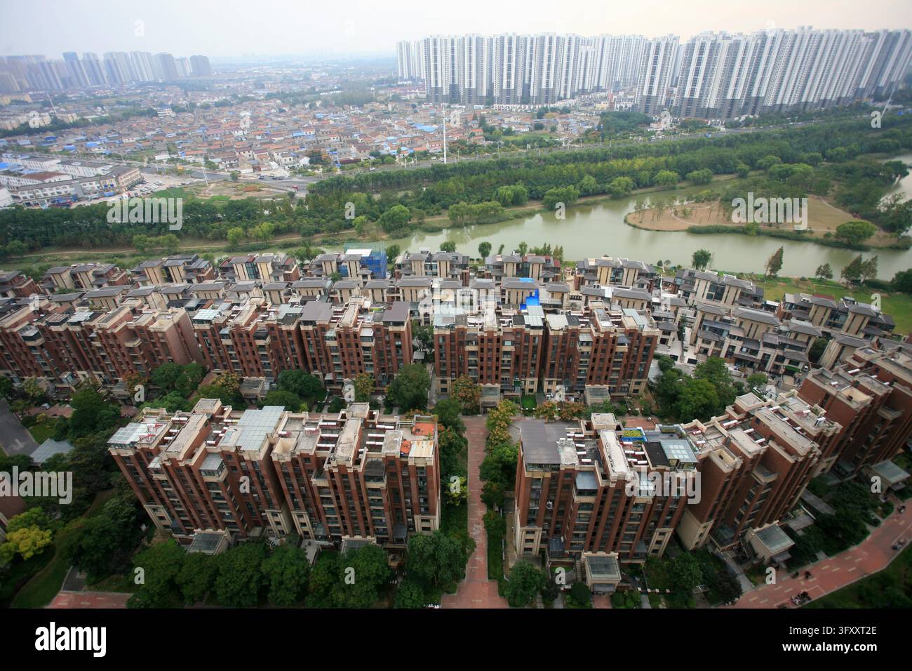 Residential Vector Graphics Residential building complexes along the Grand Canal in Huai'an, east ...