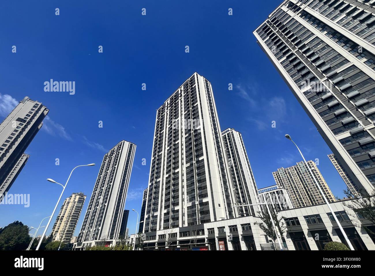 Residential Vector Graphics Residential building complexes along the Grand Canal in Huai'an, east ...