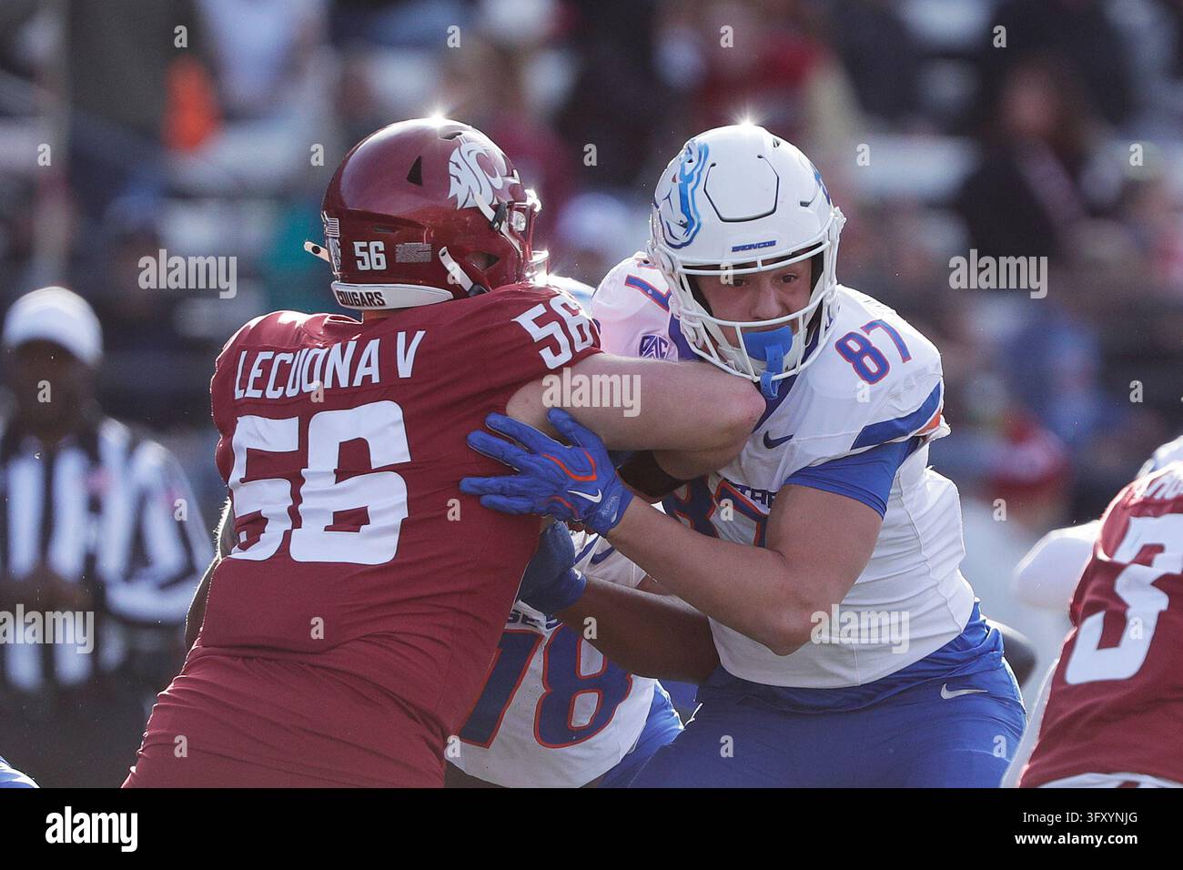Football Block Image Vector Boise State tight end Keawe Browne (87) blocks Washington State ...