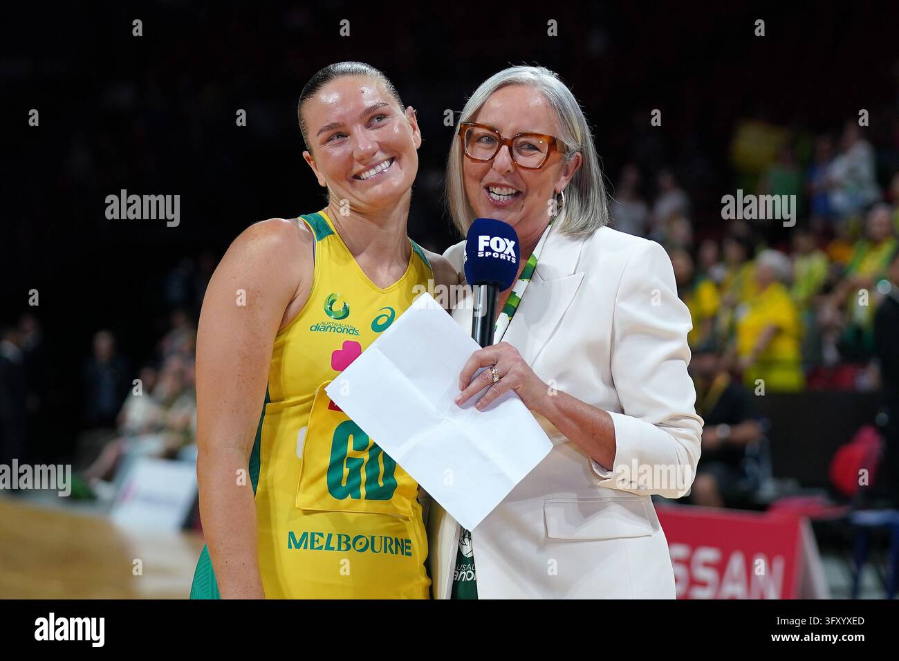 Netball Pic. Vector Courtney Bruce of Australia Diamonds celebrates winning her 100th cap ...