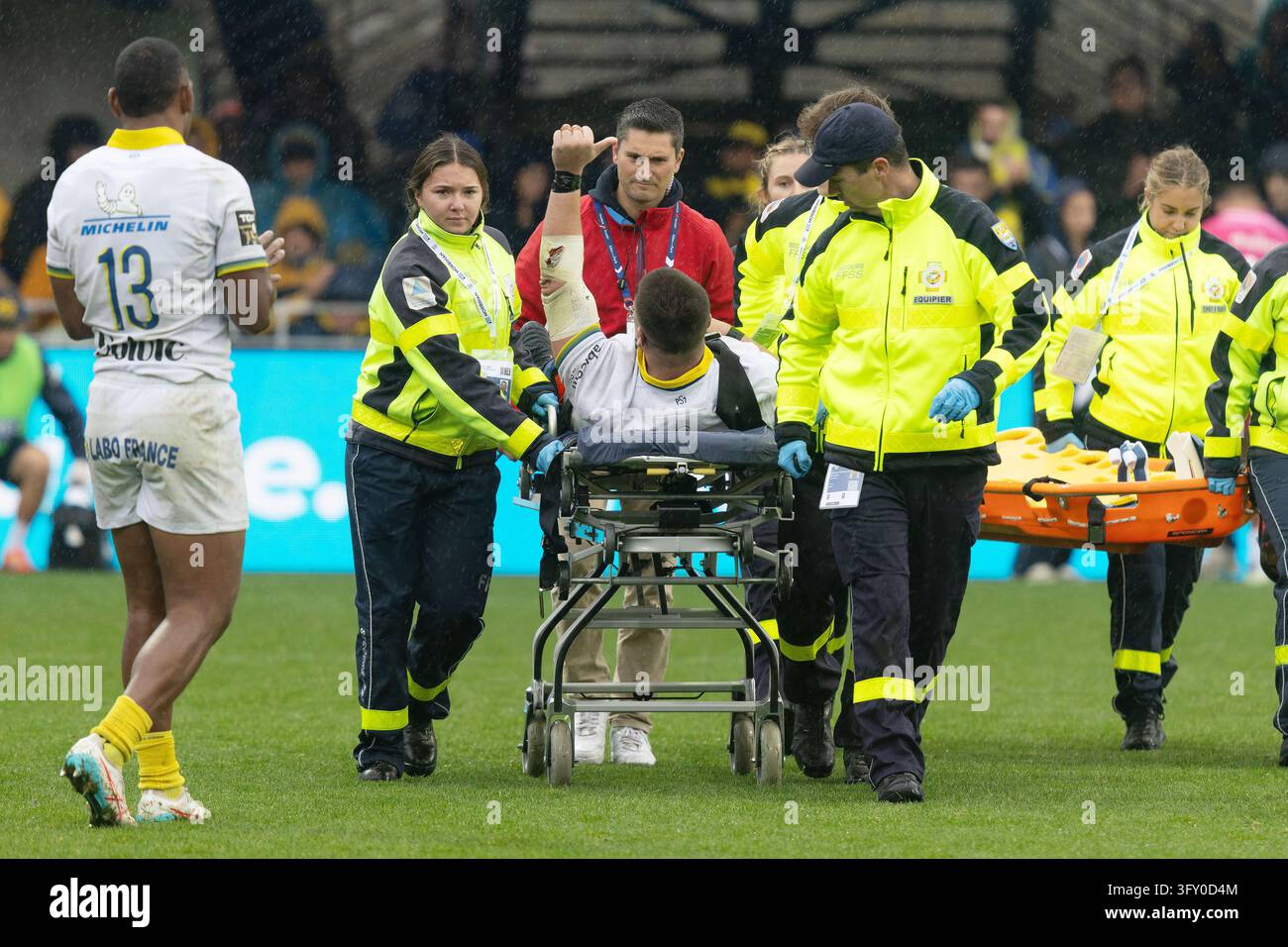 Asm Stuff Clermont prop Sacha Lotrian was carried off on a stretcher during the ...