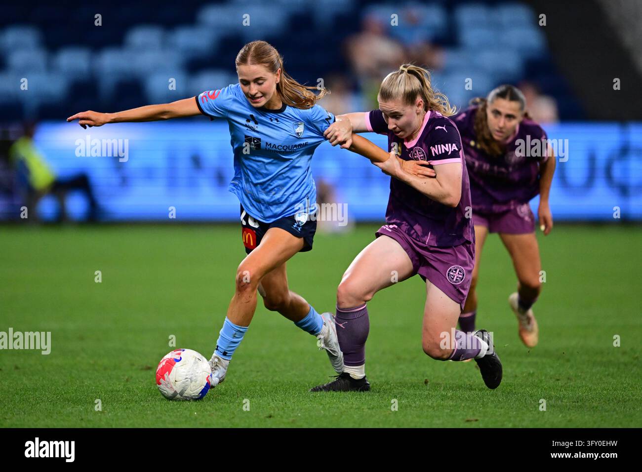 Cas Pers Madeleine Caspers of Sydney and Shelby McMahon of Melbourne City during ...