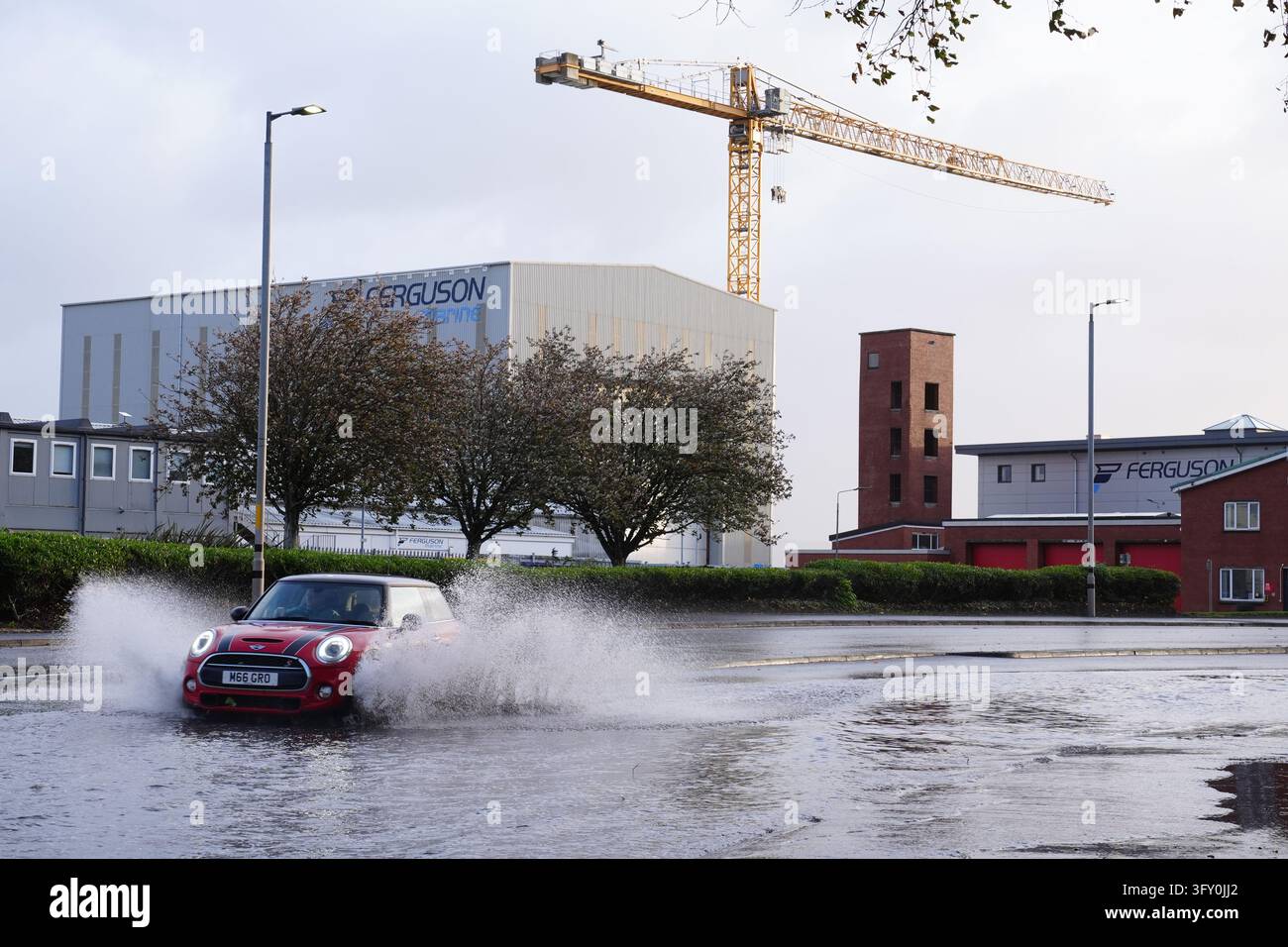 Flood water on the A8 in Inverclyde after Storm Boelo passed through ...