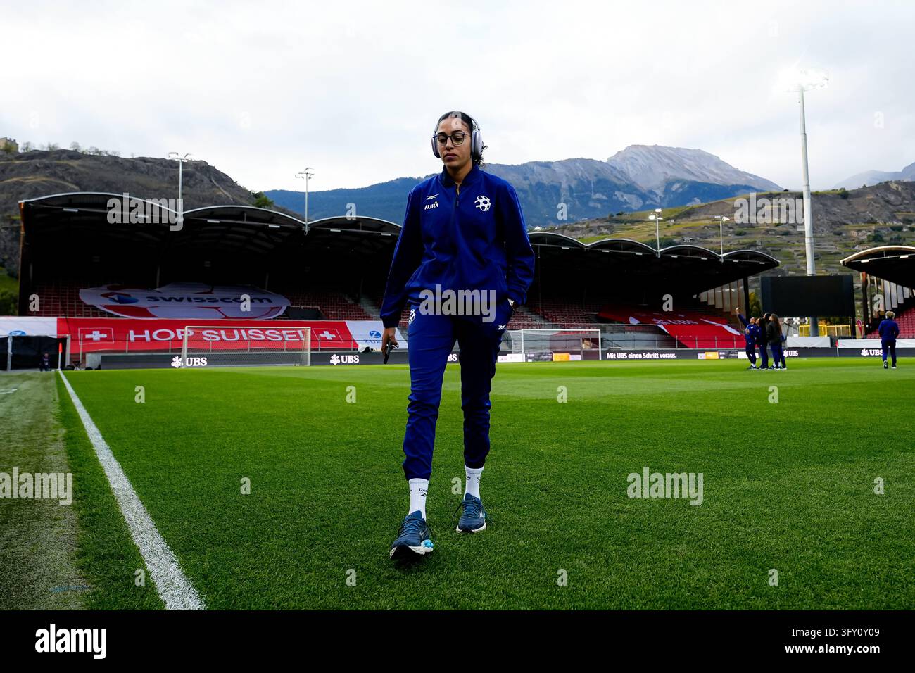 SION, SWITZERLAND - OCTOBER 13: Players of Israel arrival during the ...