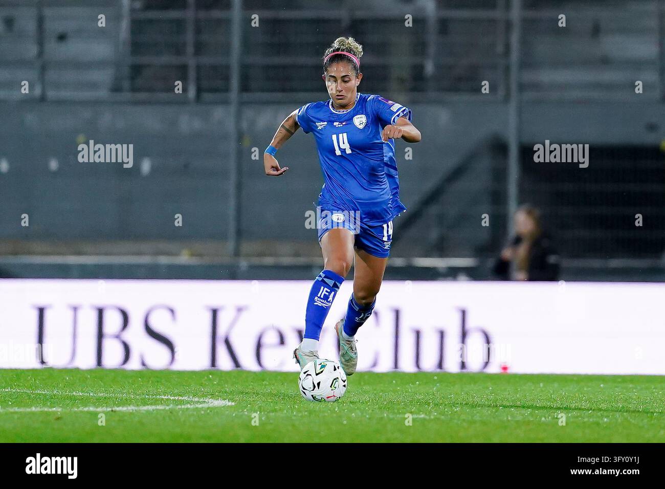 SION, SWITZERLAND - OCTOBER 13: Marian Awad of Israel controls the ball ...