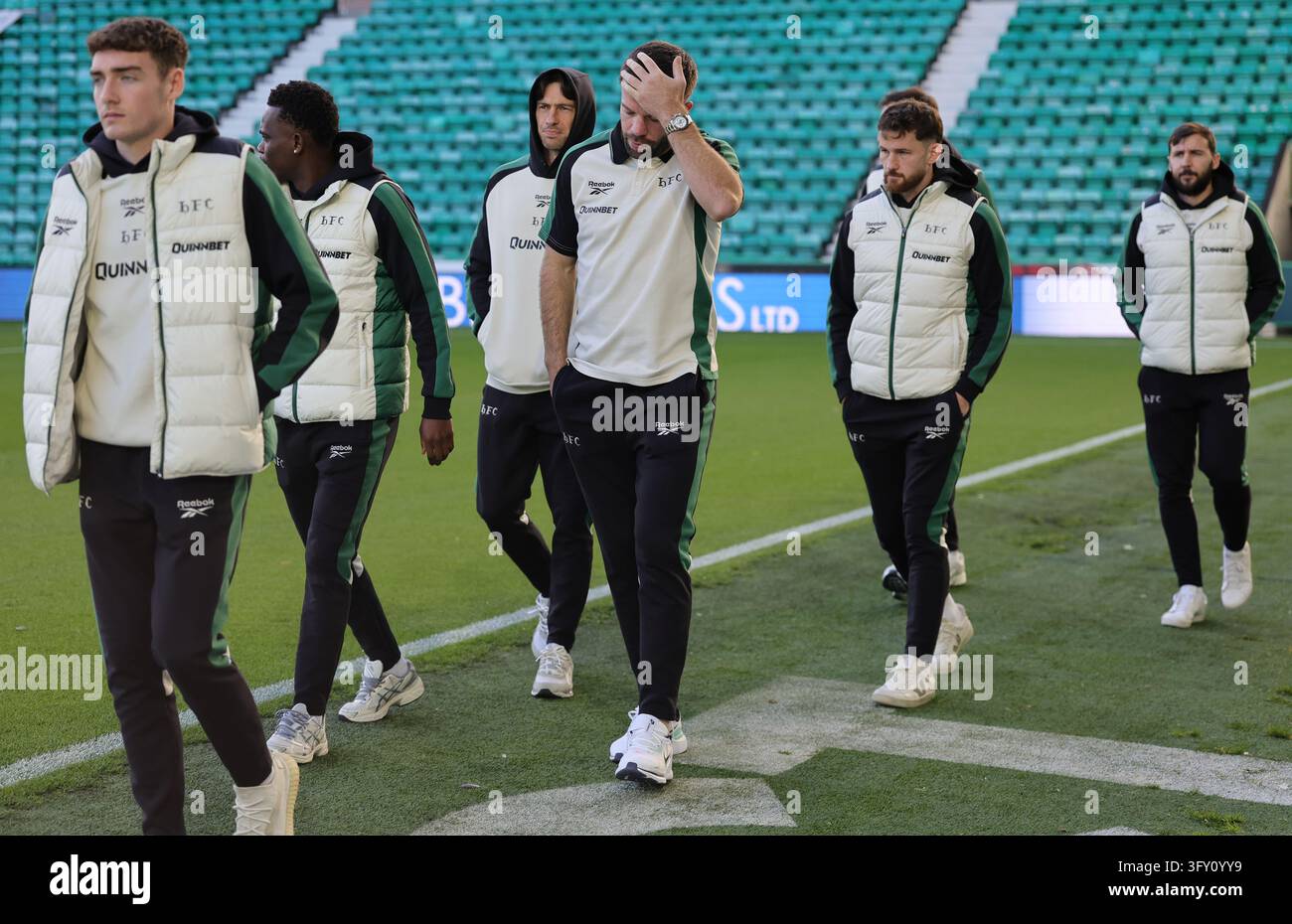 Hibernian's Grant Hanley (centre) arriving before the William Hill ...