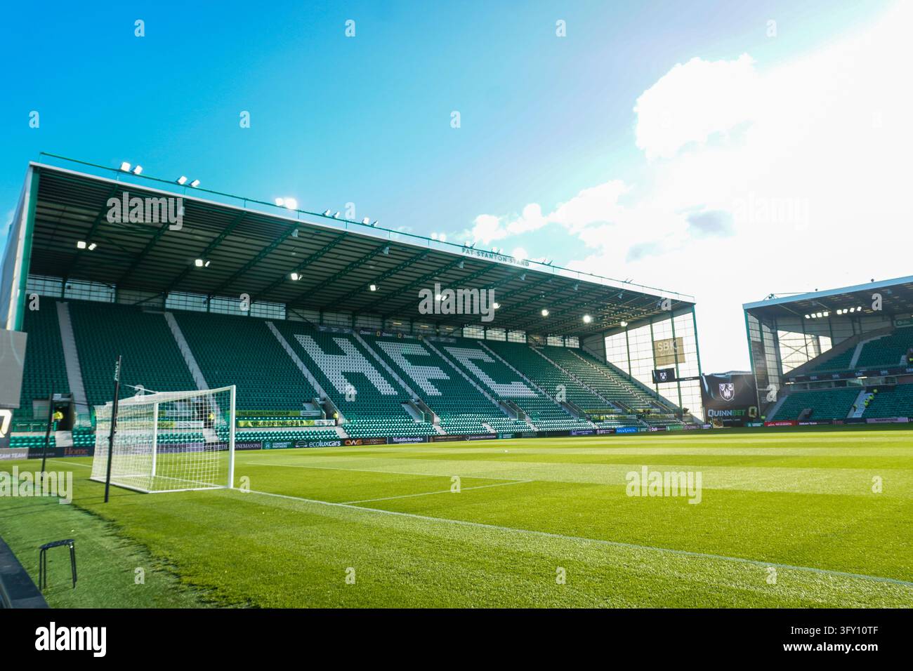 Easter Road Stadium in the sunshine before a Scottish Premiership match ...