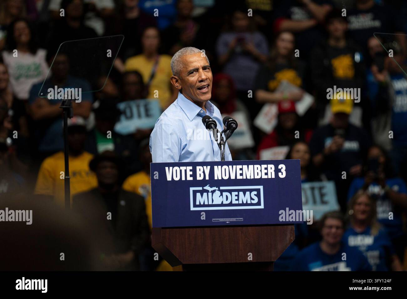 Get Out Stock Former President Barack Obama speaks at a Michigan Democrats Get Out ...