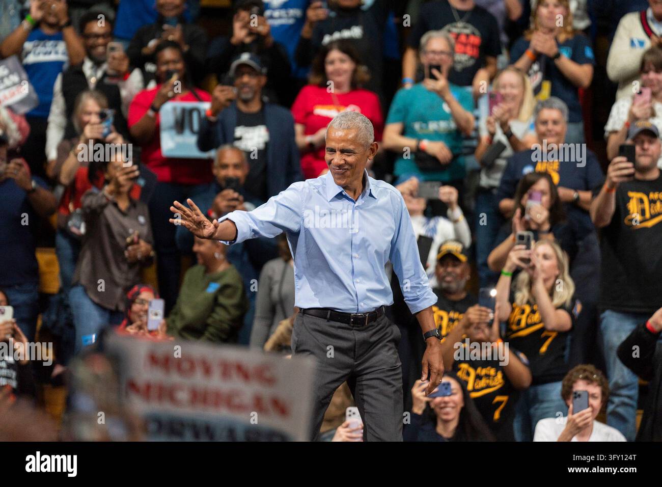 Get Out Stock Former President Barack Obama speaks at a Michigan Democrats Get Out ...