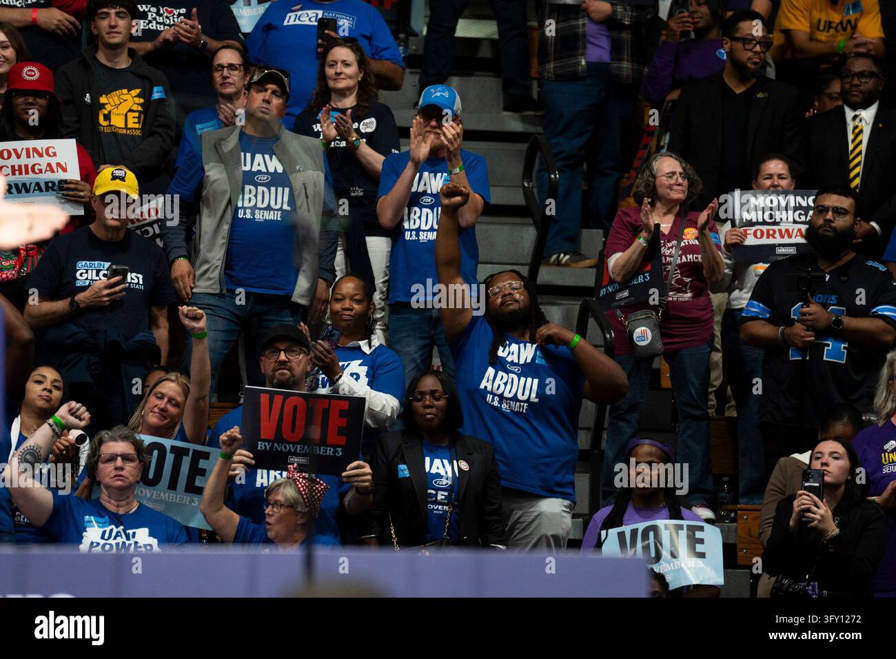 Get Out Stock UAW workers attend a Michigan Democrats Get Out the Vote Rally at Cass ...