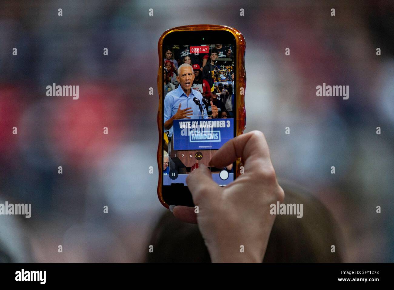 Get Out Stock Former President Barack Obama speaks at a Michigan Democrats Get Out ...