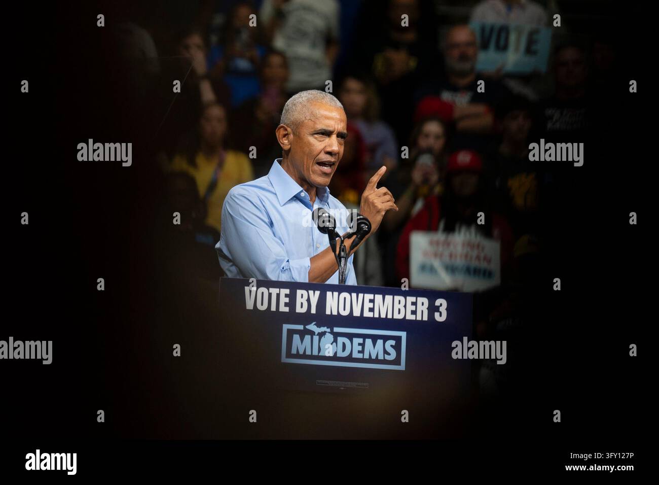 Get Out Stock Former President Barack Obama speaks at a Michigan Democrats Get Out ...
