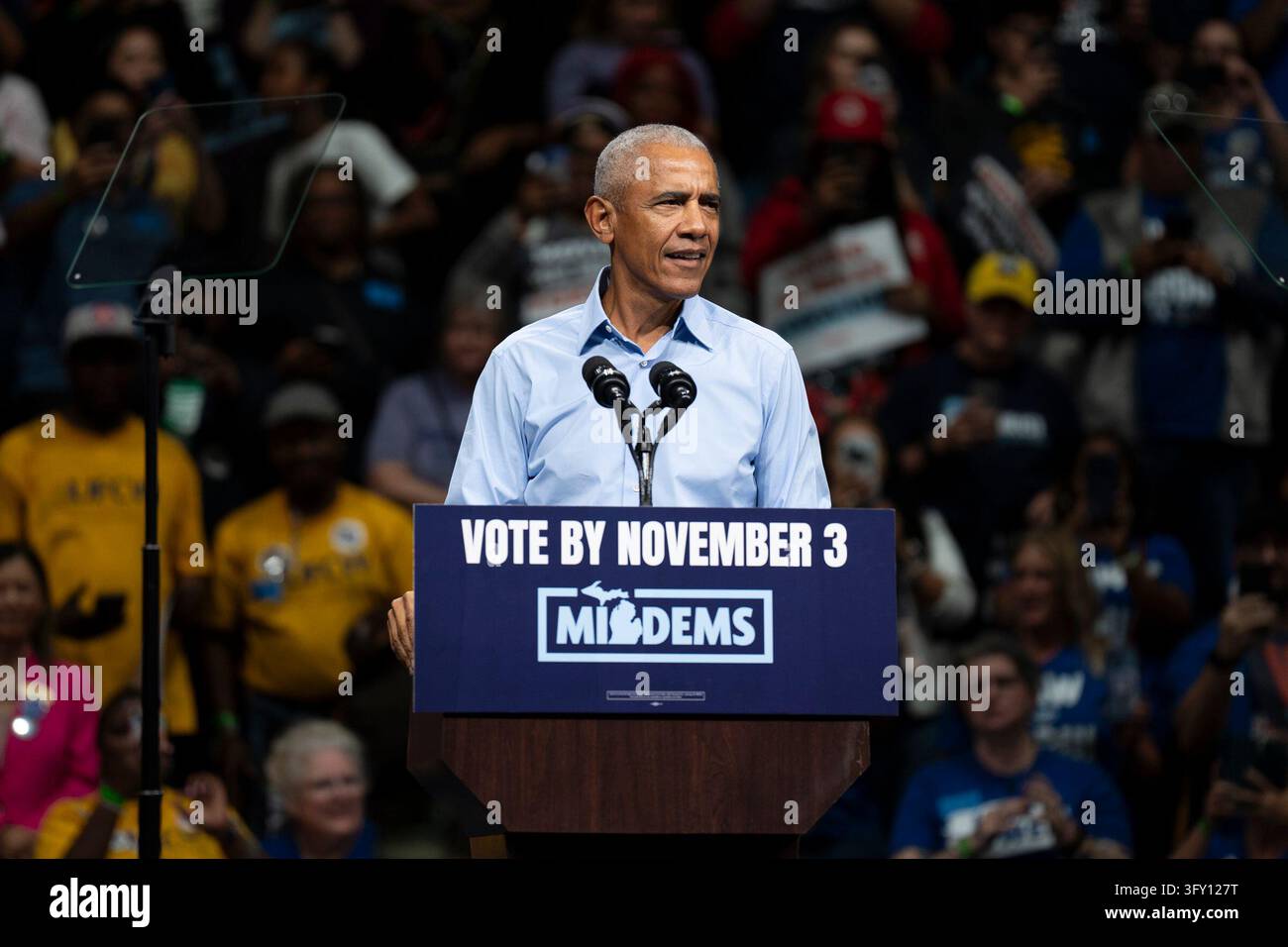 Get Out Stock Former President Barack Obama speaks at a Michigan Democrats Get Out ...