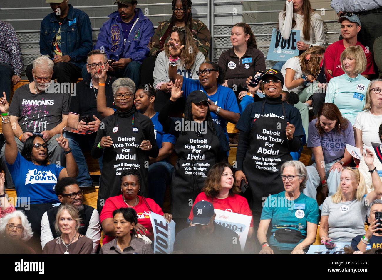 Get Out Stock Attendees dance at a Michigan Democrats Get Out the Vote Rally at Cass ...