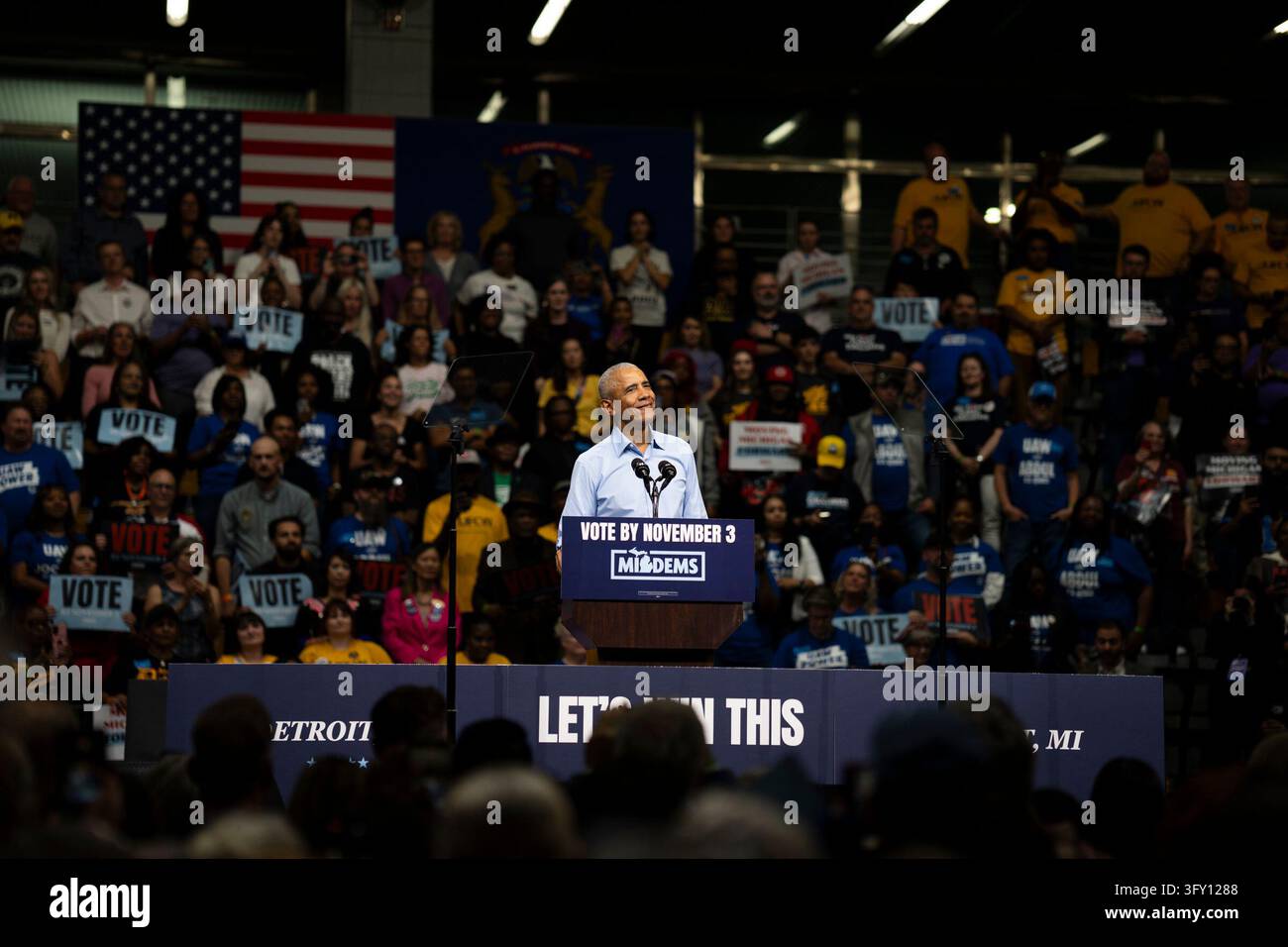 Get Out Stock Former President Barack Obama speaks at a Michigan Democrats Get Out ...