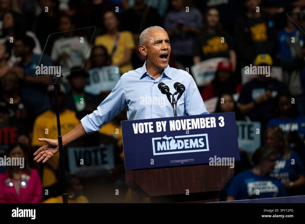 Get Out Stock Former President Barack Obama speaks at a Michigan Democrats Get Out ...