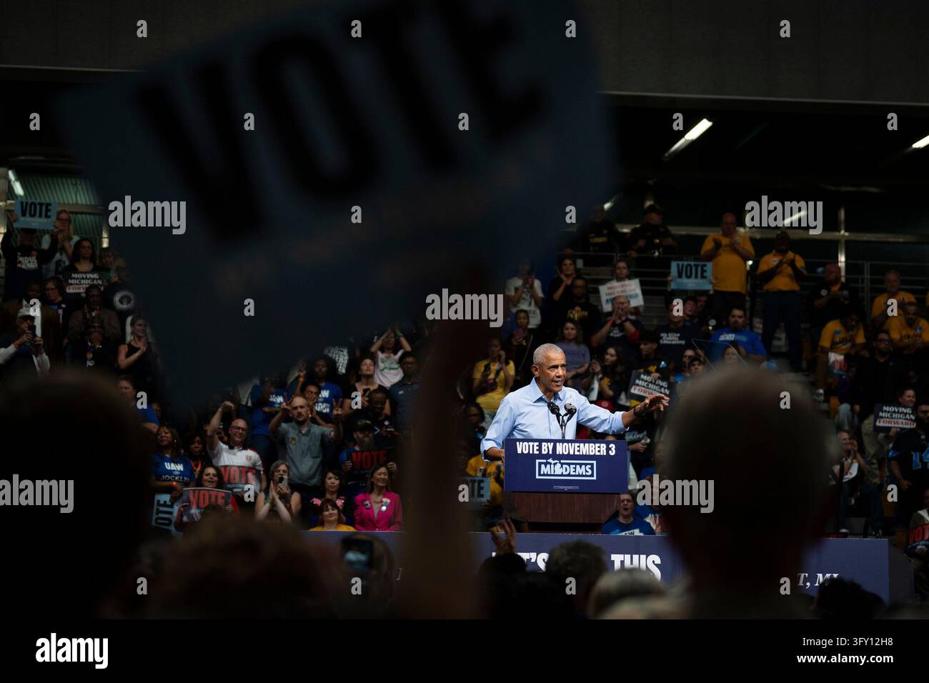 Get Out Stock Former President Barack Obama speaks at a Michigan Democrats Get Out ...