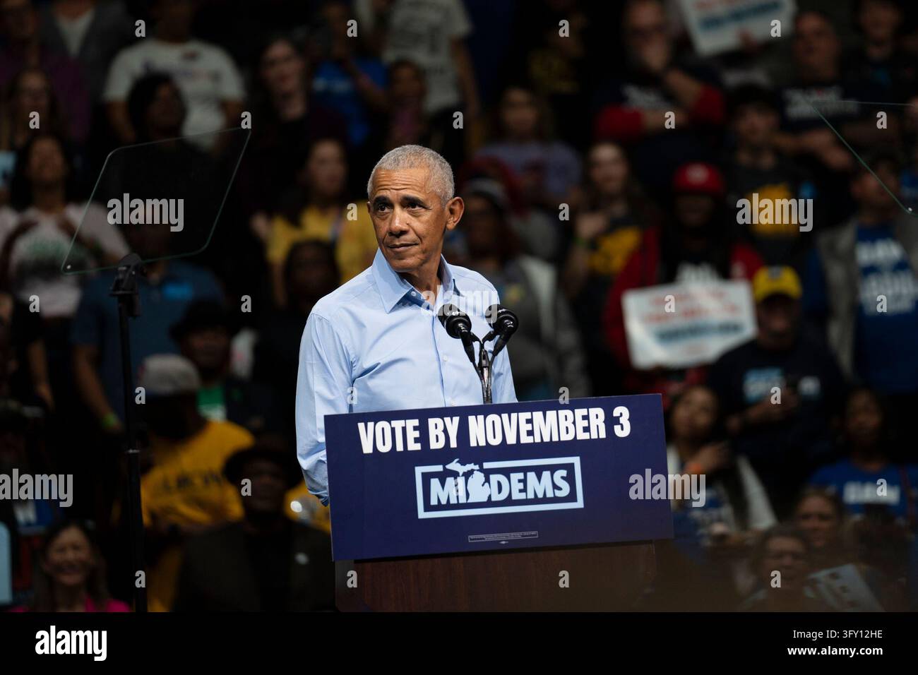 Get Out Stock Former President Barack Obama speaks at a Michigan Democrats Get Out ...