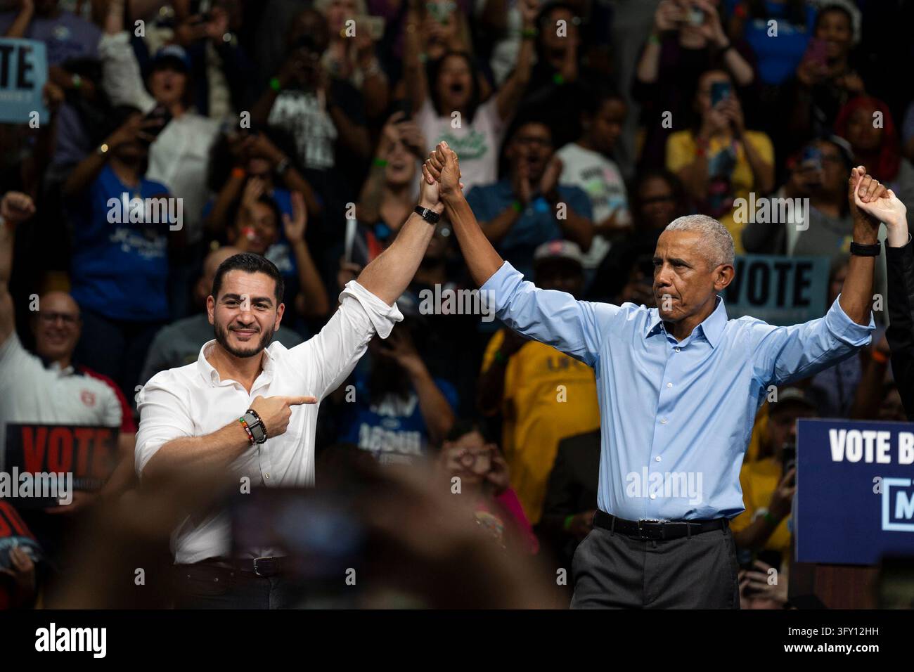 Get Out Stock Former President Barack Obama and Abdul El-Sayed, candidate for U.S ...
