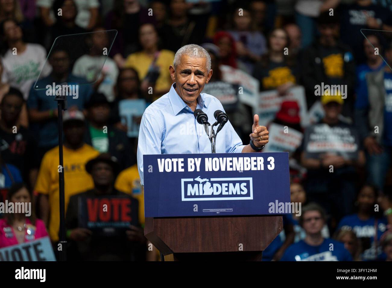 Get Out Stock Former President Barack Obama speaks at a Michigan Democrats Get Out ...