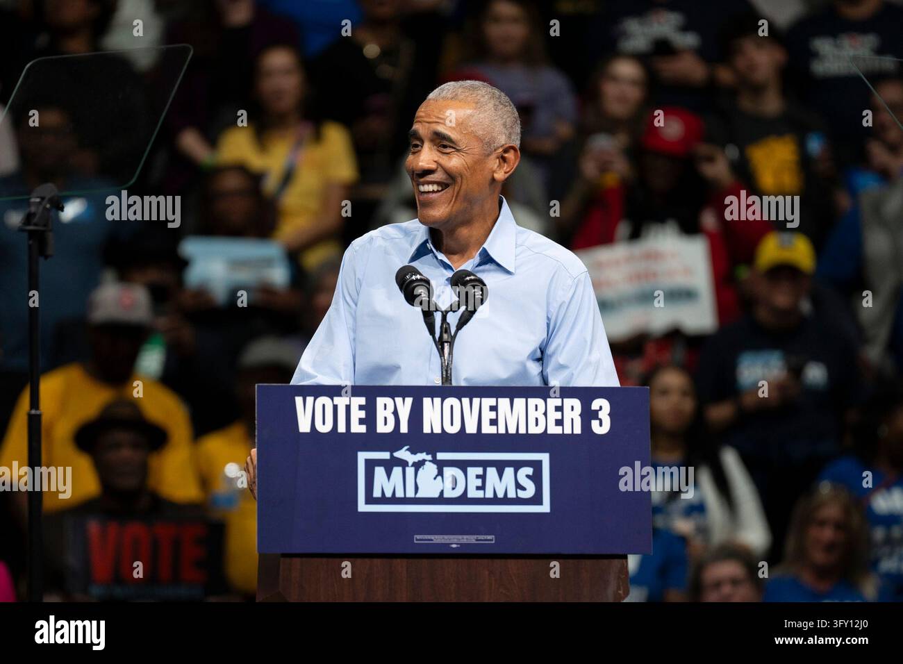 Get Out Stock Former President Barack Obama speaks at a Michigan Democrats Get Out ...