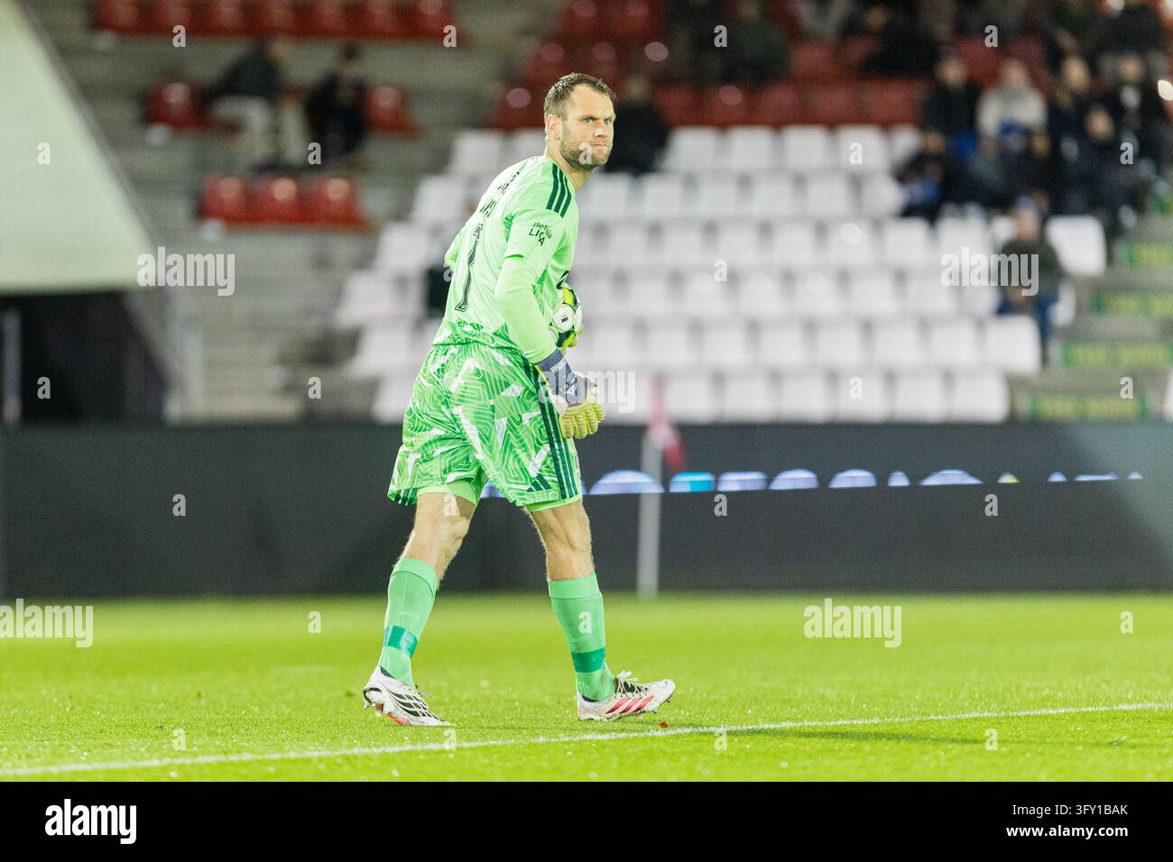 Vejle, Denmark. 24th, October 2026. Goalkeeper Nicolai Larsen (1) of ...