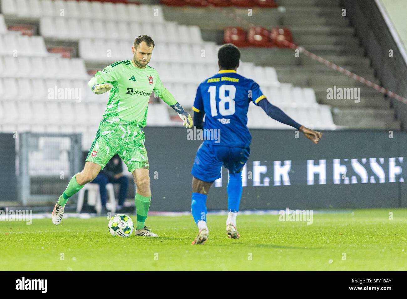Vejle, Denmark. 24th, October 2026. Goalkeeper Nicolai Larsen (1) of ...