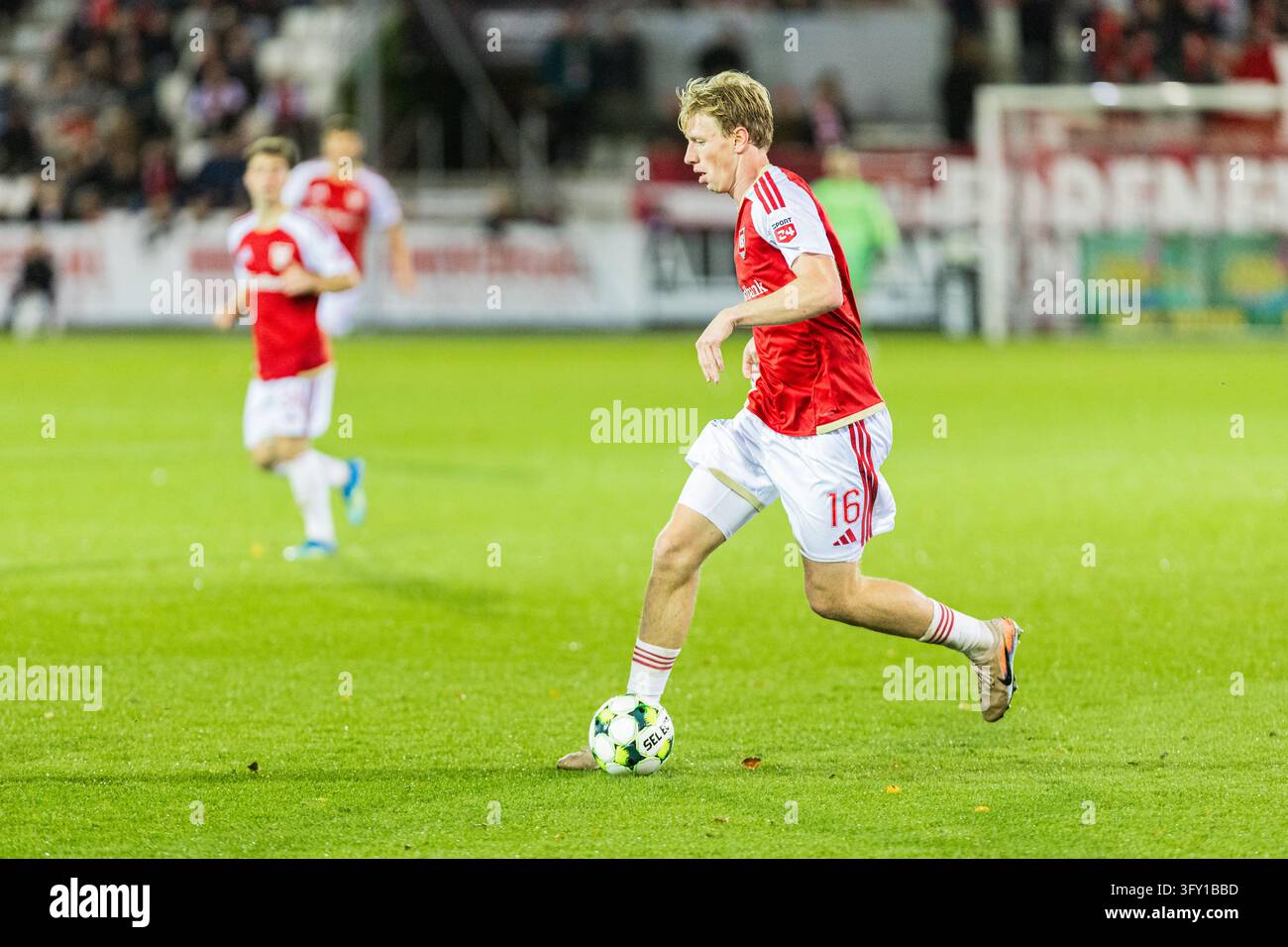 Vejle, Denmark. 24th, October 2026. Tobias Bach (16) of Vejle BK seen ...