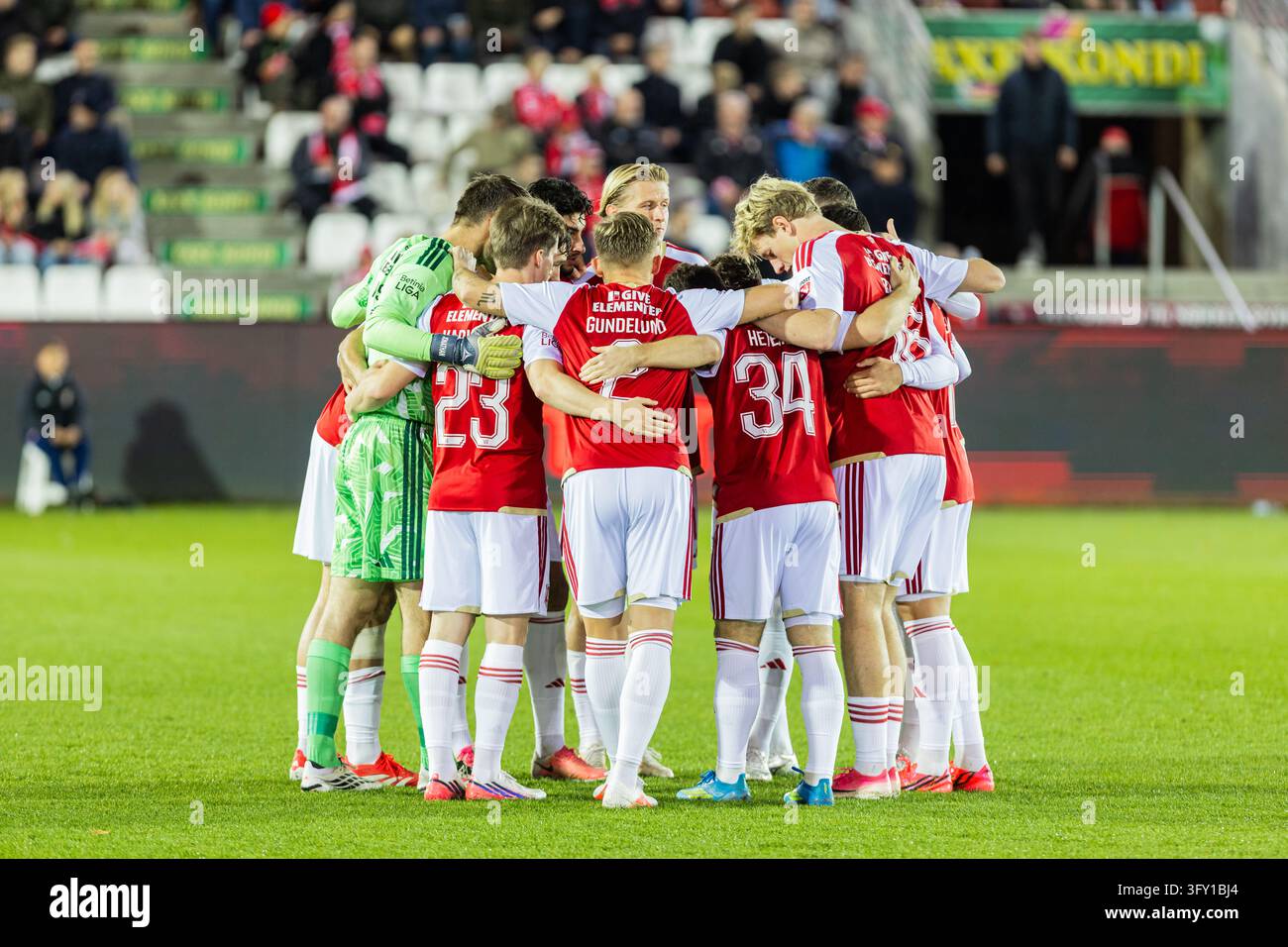 Vejle, Denmark. 24th, October 2026. The players of Vejle BK unite in a ...