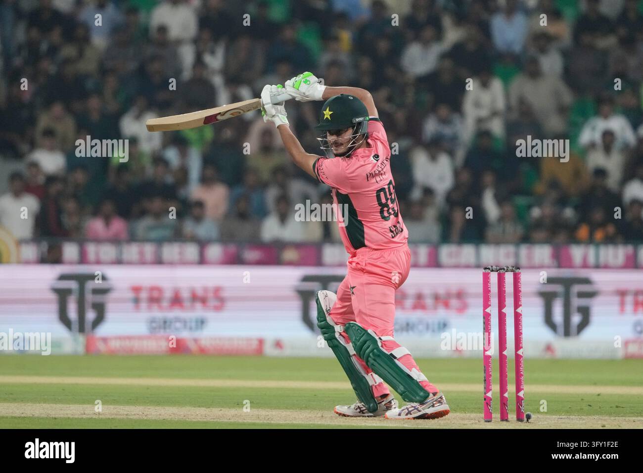 Pakistan's Saad Baig plays a shot during the tri-series one-day ...