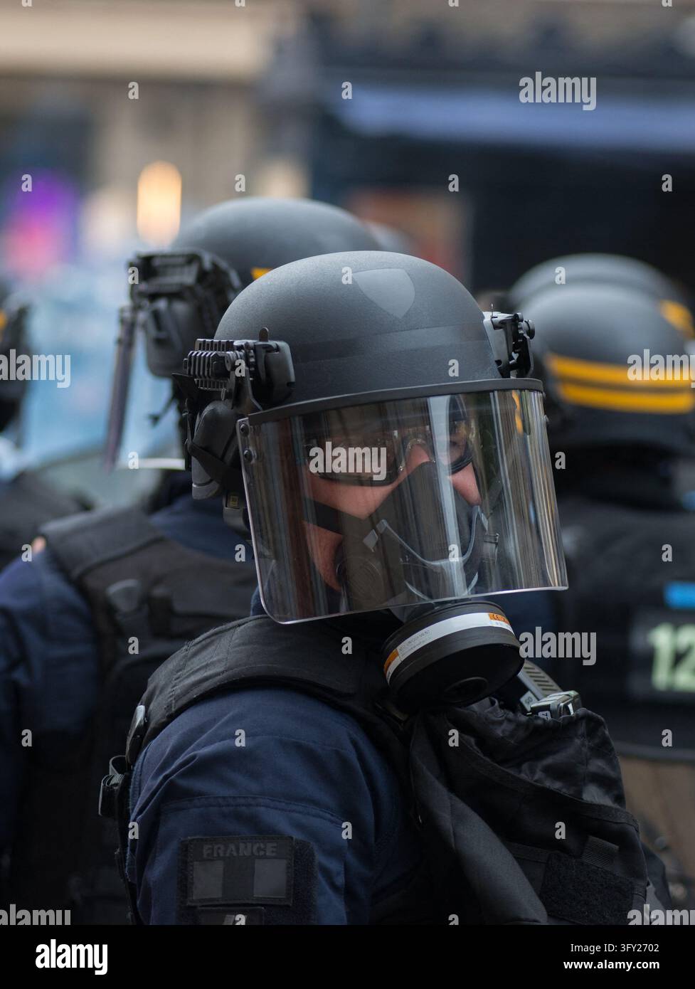 Yellow Vests Protest Act II - Bordeaux - A gendarme wearing a helmet ...
