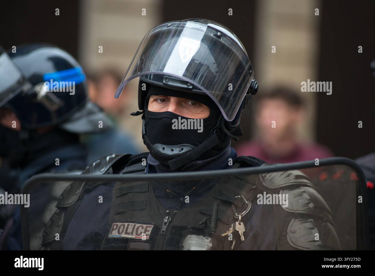Proestor Shield Clashes During The Yellow Vests Protest - Act II - A police officer in ...