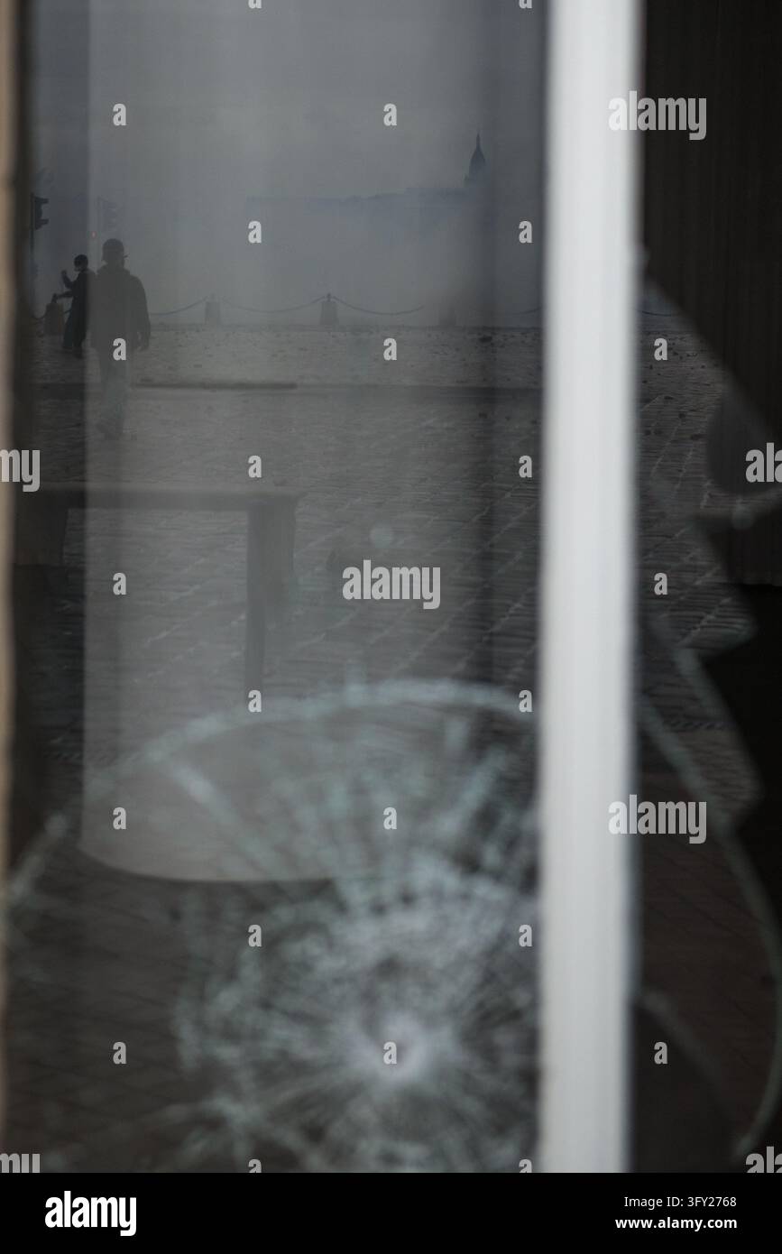 Clashes During The Yellow Vests Protest - Act II - A cracked window ...