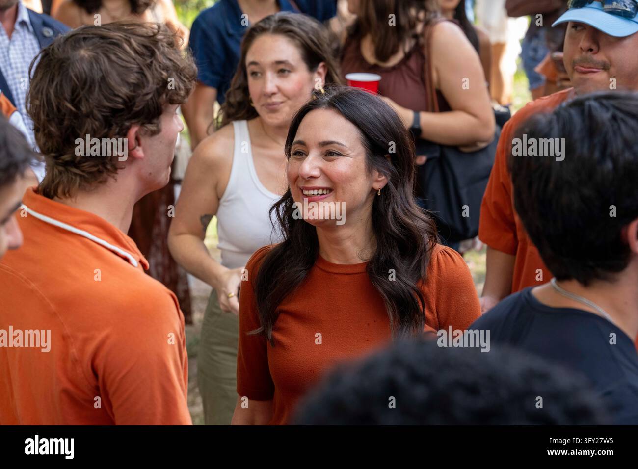 Texas Democratic candidate for governor GINA HINOJOSA campaigns at a ...