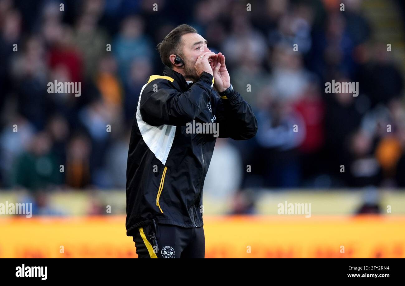 Team Rice Pa Brentford set-piece coach Stephen Rice during the Premier League match ...