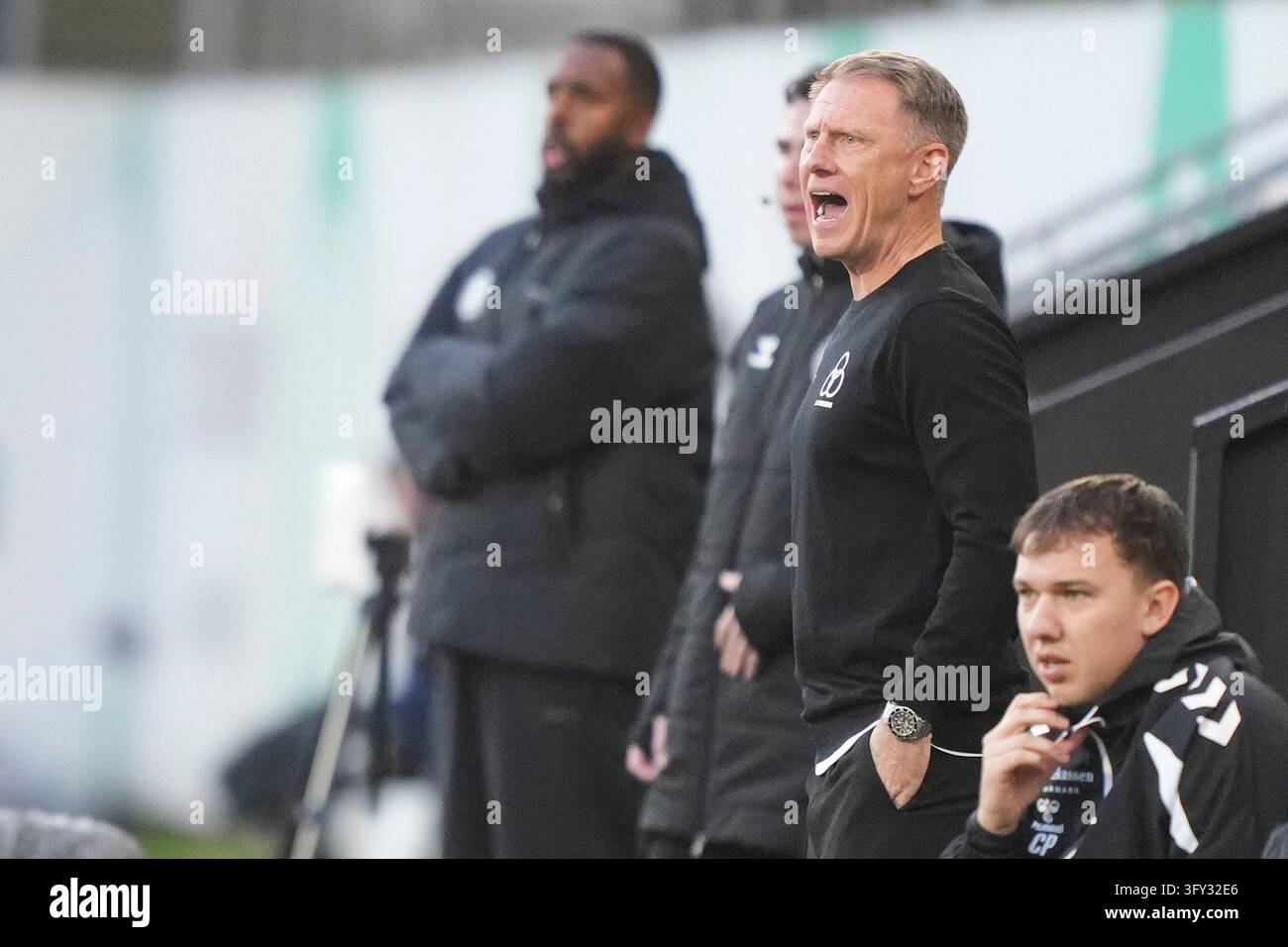 Fisker Sign Niki Zimling coaches AC Horsens during the Superliga match between AC ...